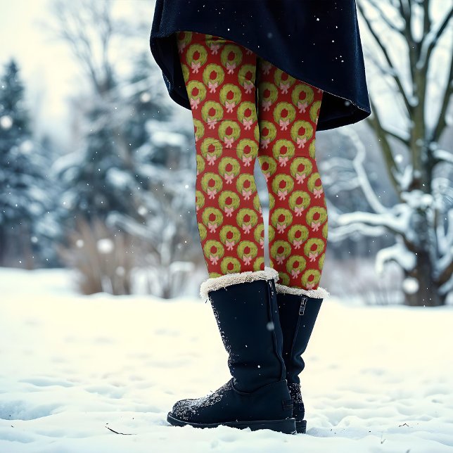 Red Green Niedlich Fun Weihnachtskranz Coquette Bo Leggings (Von Creator hochgeladen)