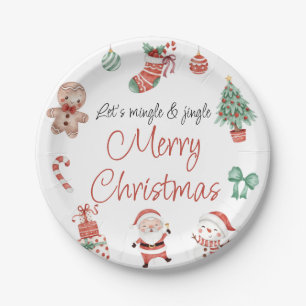 Red Green Niedlich Santa Weihnachten Party Pappteller