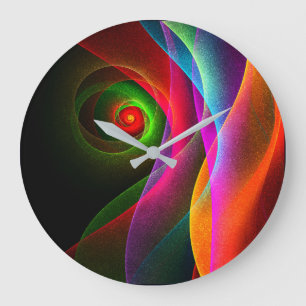Red Green Orange Modern Abstrakt Art Pattern #22 Große Wanduhr