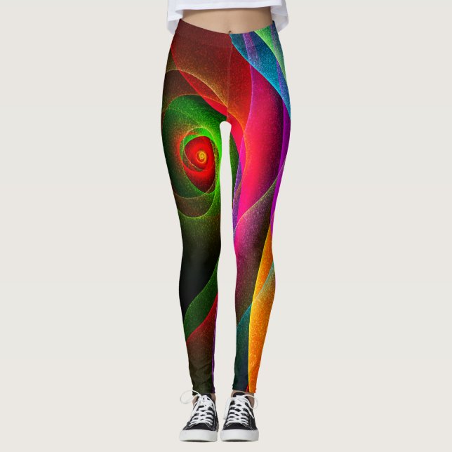 Red Green Orange Modern Abstrakt Art Pattern #22 Leggings (Vorderseite)