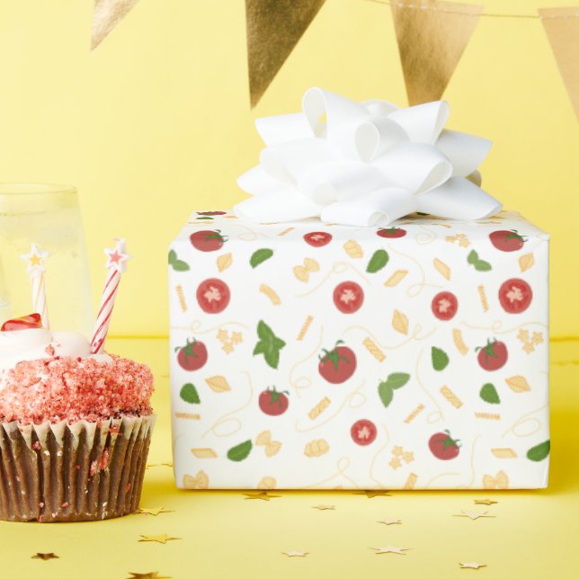 Red Green Pasta Tomato Basil  Geschenkpapier (Geburtstagsparty)