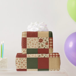 Red Green Patchwork Quilt Rustikales Bauernhaus Bl Geschenkpapier