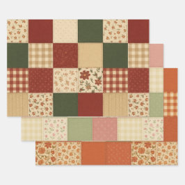 Red Green Patchwork Quilt Rustikales Bauernhaus Bl Geschenkpapier Set