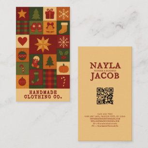 Red Green Patchwork Quilt Rustikales Bauernhaus Bl Visitenkarte