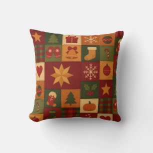 Red Green Patchwork Quilt Rustikales Bauernhaus Kissen