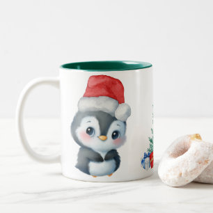 Red Green Penguin Santa Merry Weihnachtsfest Party Zweifarbige Tasse