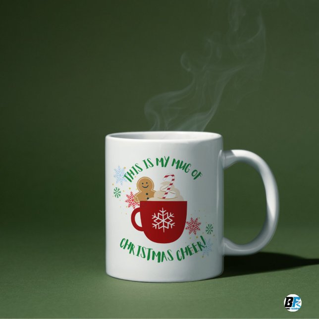 Red & Green Personal Snowflakes & Stars Fun Xmas Kaffeetasse (Von Creator hochgeladen)