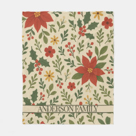 Red Green Pine und Berry Watercolor Holiday Fleecedecke