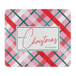 Red Green Pink Christmas Plaid Cutting Board Schneidebrett
