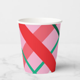 Red Green Pink Christmas Plaid Paper cup Pappbecher