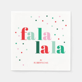 Red Green Pink Fa La La La Christmas Paper Napkin Serviette