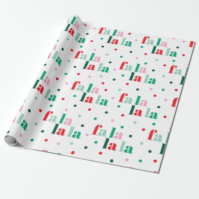 Red Green Pink Fa La La La Christmas Wrapping Pape Geschenkpapier (Ungerollt)