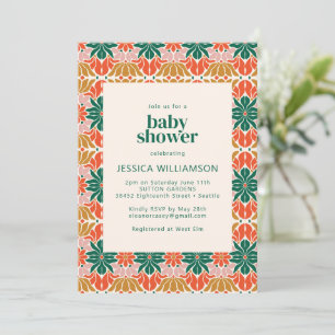 Red Green Pink Weihnachten Botanische Babydusche Einladung
