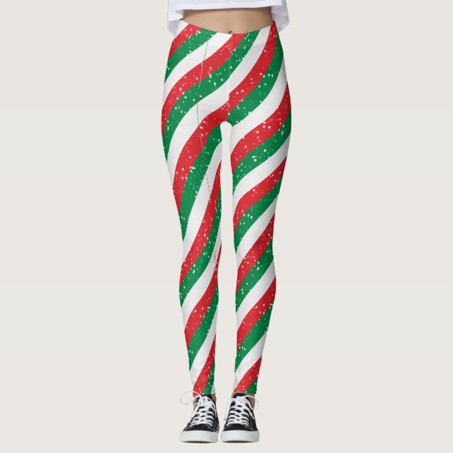 Red Green Plaid Christmas Leggings for Women (Vorderseite)