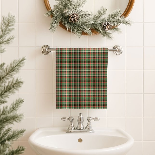 Red Green Plaid Towel Classic Christmas Gift Idea Badhandtuch Set (Red Green Plaid Towel Classic Christmas Gift Idea)
