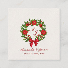 Red Green Poinsettia Mongram Weihnachtszeit Begleitkarte