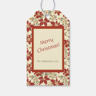 Red Green Poinsettias Vintage Weihnachten Geschenkanhänger