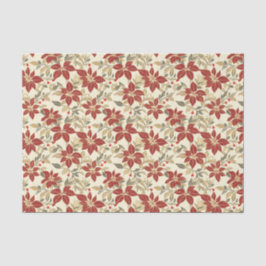 Red Green Poinsettias Vintage Weihnachten Seidenpapier