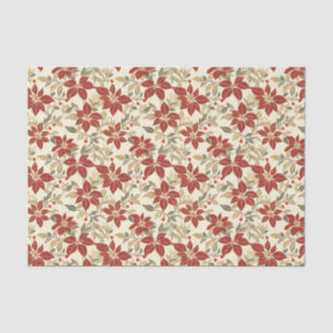 Red Green Poinsettias Vintage Weihnachten Seidenpapier