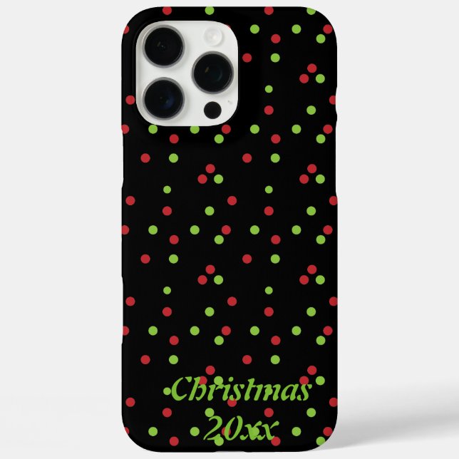 Red & Green Poka Punkte auf Black Phone Case (Rückseite)