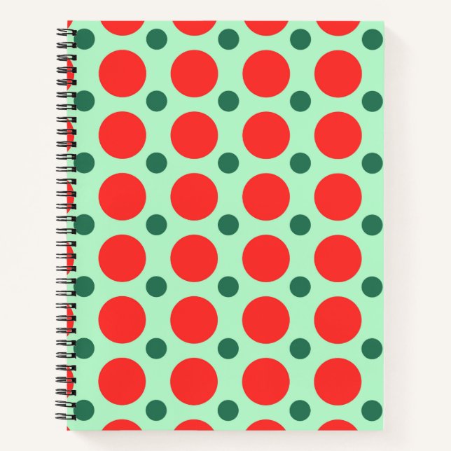 Red & Green Polka Dot Christmas Journal Notizbuch (Vorderseite)