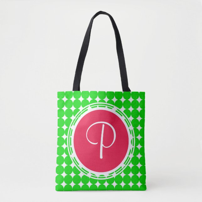 Red & Green Polka Dot Monogram (Vorderseite)
