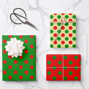 Red Green Polka Dot Muster Wrapping Paper Sh Geschenkpapier Set