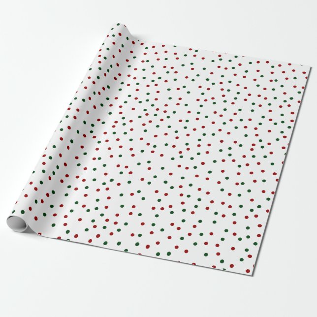 Red Green Polka Dot Pattern Weihnachten Geschenkpapier (Ungerollt)