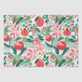 Red Green Retro Florals Weihnachten Seidenpapier