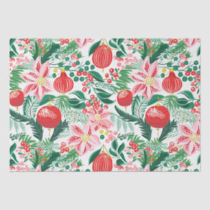 Red Green Retro Florals Weihnachten Seidenpapier