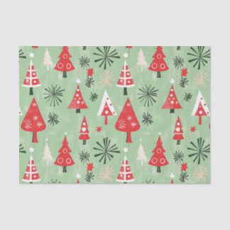 Red Green Retro Weihnachtsbaumen Seidenpapier