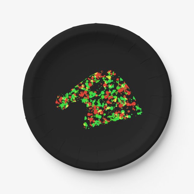 Red Green Santa Hat Splattered Paint  Pappteller (Vorderseite)