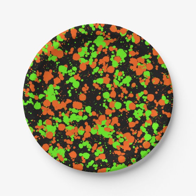 Red Green Santa Hat Splattered Paint  Pappteller (Vorderseite)