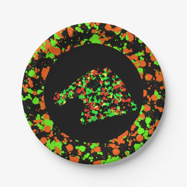 Red Green Santa Hat Splattered Paint  Pappteller (Vorderseite)