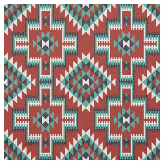 Red Green Schwarz-weiß Oriental Kilim Pattern Stoff (Muster)