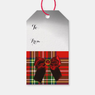 RED GREEN SCOTTISH TARTAN MIT CHRISTMAS BOWS GESCHENKANHÄNGER