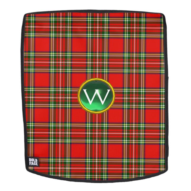 RED GREEN SCOTTISH TARTAN UND GEMSTONE MONOGRAMM RUCKSACK (Abnehmbare Front)