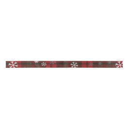 Red Green Snowflakes Rustikales Muster Weihnachten Satinband