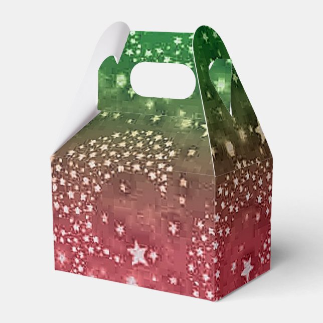 Red & Green Stars Weihnachtsgeschmack Gefallen Box Geschenkschachtel (Vorderseite)