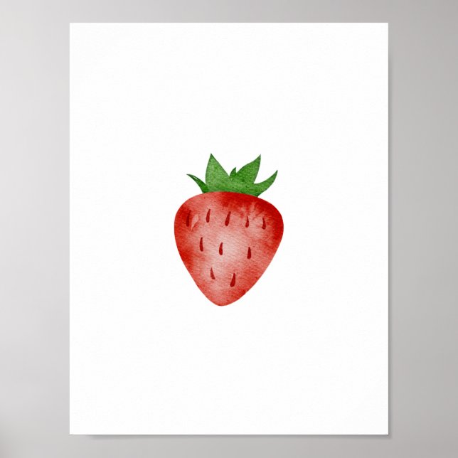 Red & Green Strawberry Summer Spring Fruit Poster (Vorne)
