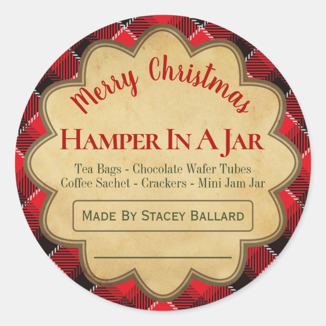 Red Green Striped Weihnachtsbummler in einem Jar I Runder Aufkleber (Vorderseite)