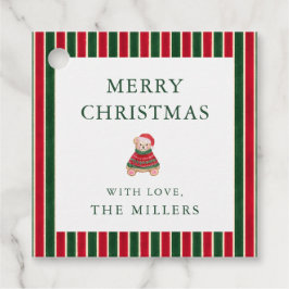 Red Green Stripes Preppy Bear Weihnachtsmarken Geschenkanhänger