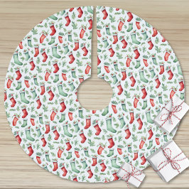 Red Green Strumpfs Holly Christmas Polyester Weihnachtsbaumdecke