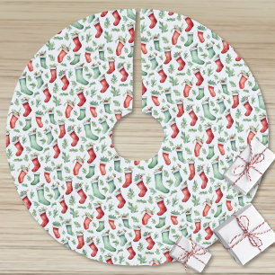 Red Green Strumpfs Holly Christmas Polyester Weihnachtsbaumdecke