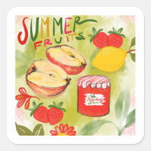 Red Green Summer Fruits Illustration