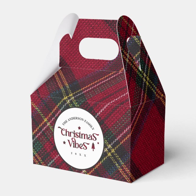 Red & Green Tartan: Nostalgische Weihnachtsmänner Geschenkschachtel (Vorderseite)