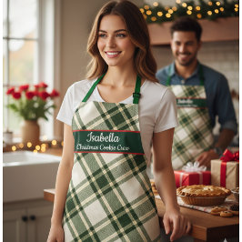 Red Green Tartan Plaid Personalized Christmas Apr Schürze