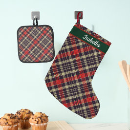 Red & Green Tartan Plaid Personalized Kleiner Weihnachtsstrumpf