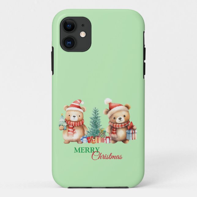 Red Green Teddy Bear Santa Merge Weihnachts-Party Case-Mate iPhone Hülle (Rückseite)