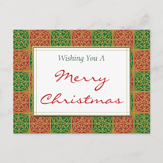 Red Green Tiles Custom MerChristmas Postcard Postkarte (Vorderseite)